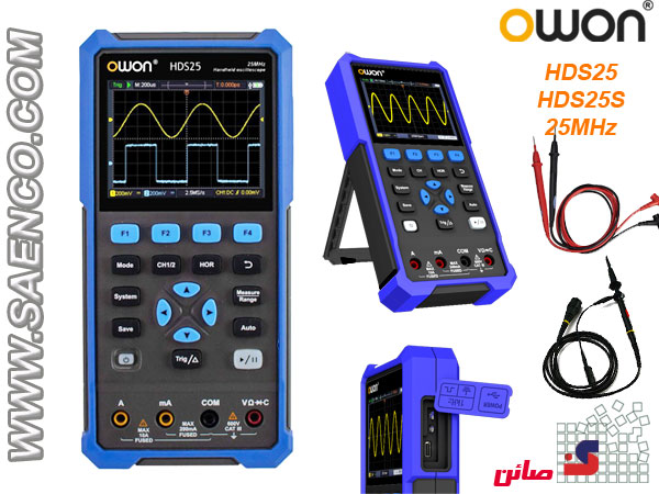 اسیلوسکوپ دستی+ سیگنال ژنراوتر+مولتیمتر OWON-HDS25S